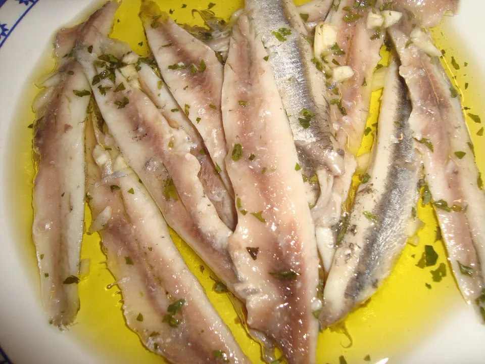 Zeytinyağında marine hamsi filetoları
